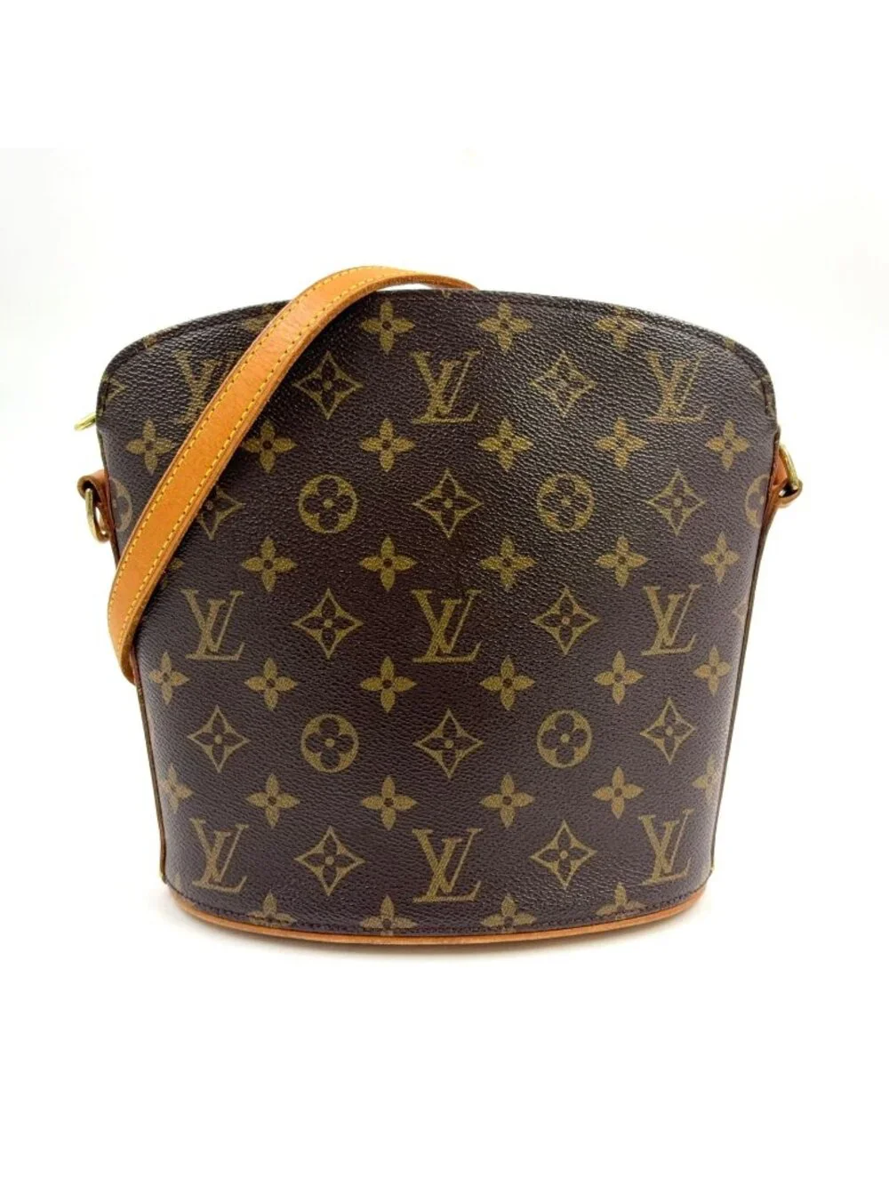 Louis Vuitton Drew Monogram Leather Brown Light Shoulder Bag Gold